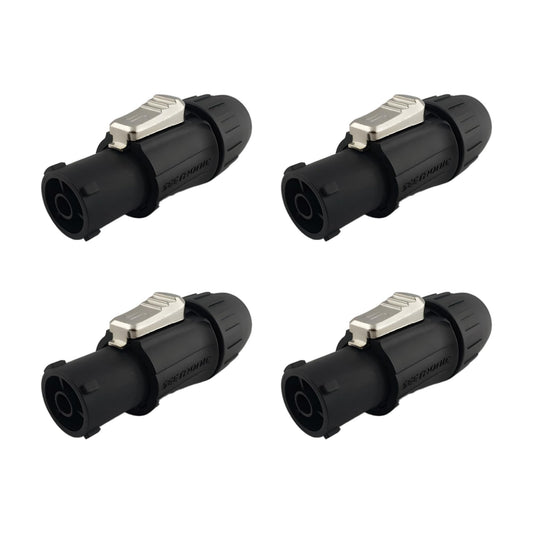 Seetronic SAC3FX AC Waterproof Power Connector Lockable 3-Core for Stage Lights, Sound Consoles, LED Panels, and Amplifiers (Black, IP65, 4PC)