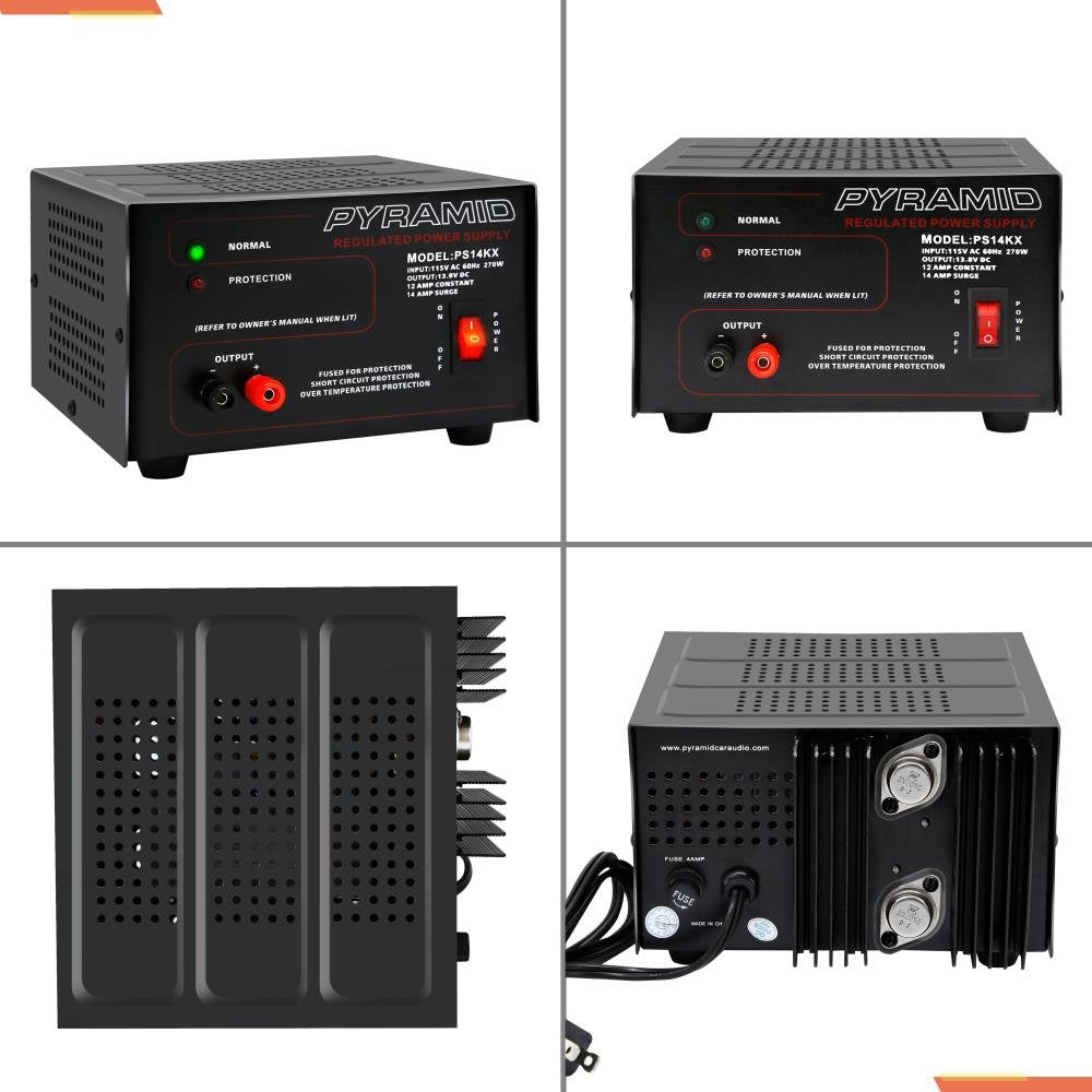 Pyramid Universal Compact Bench Power Supply - 12 Amp Linear Regulated Home Lab Benchtop AC-to-DC 12V Converter w/ 13.8 Volt DC 115V AC 270 Watt…