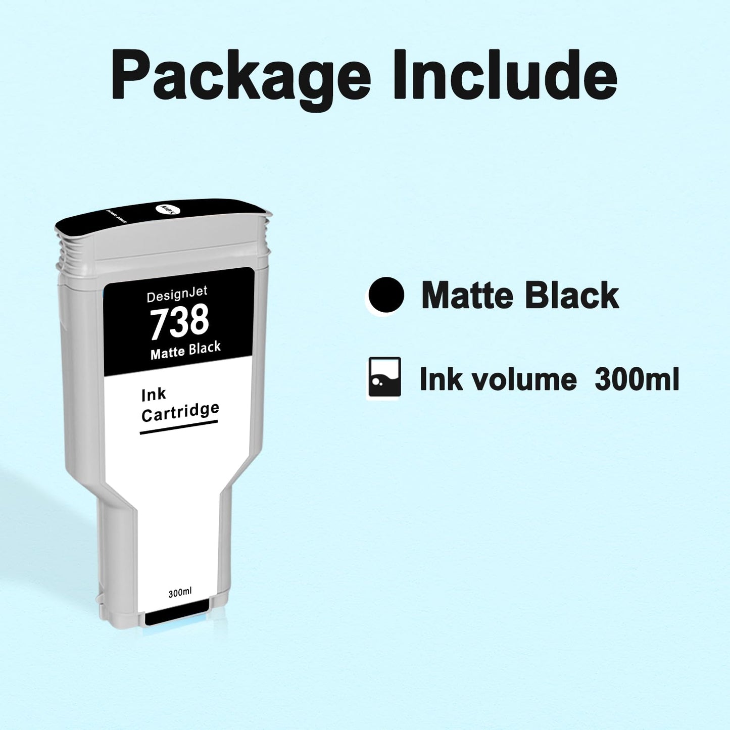 KSUMEI 738 Ink Cartridge HP 738 Black 498N8A Replacement DesignJet T850 DesignJet T950 Plotter Printer 300ml 1-Pack