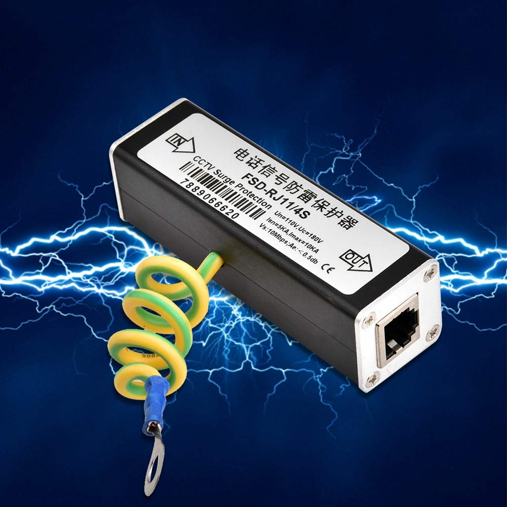 RJ11 Telephone Fax Surge Protector - Protective Device with 10KA Surge Capacity, Multi-Level Protection, 2Mbps Transmission, Easy Installation