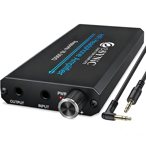 eSynic Portable Headphone Amp for High Impedance (16-300?)-1000mAh Battery Rechargeable HiFi Earphone Amplifier with 3.5mm AUX-2 Gain Levels- for Old