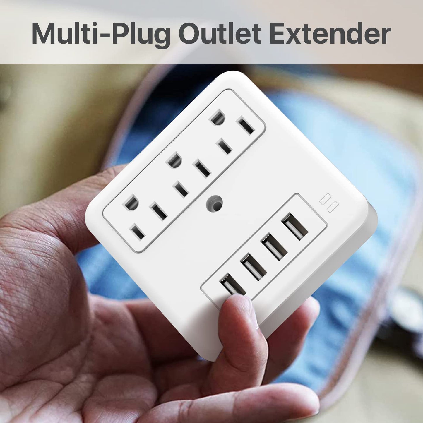 LAX Gadgets Multi-Plug Outlet Extender with Reliable Surge Protector Circuit - Suitable for Home, Office, & School Usage | 3 Wall Outlets and 4 USB
