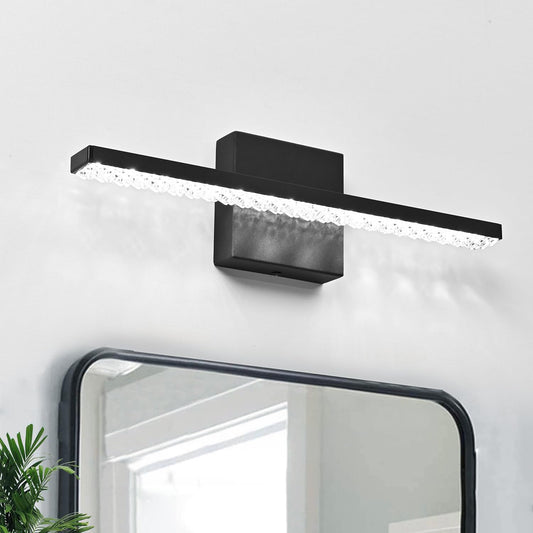 ZHUOER Modern LED Bathroom Vanity Lighting Fixtures Over Mirror 16inch 8W Modern Bath Light Matte Black Wall Lighting Fixture for Bathroom Cool White