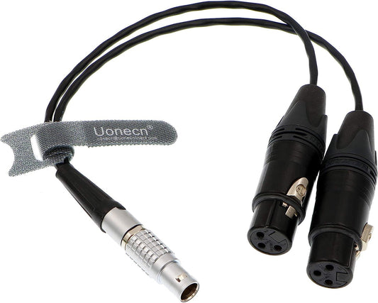 Uonecn 10 Pin to Dual XLR 3 Pin Female Plug Breakout Cable for Atomos Audio Splitter Cable for Shogun Monitor Recorder 30cm