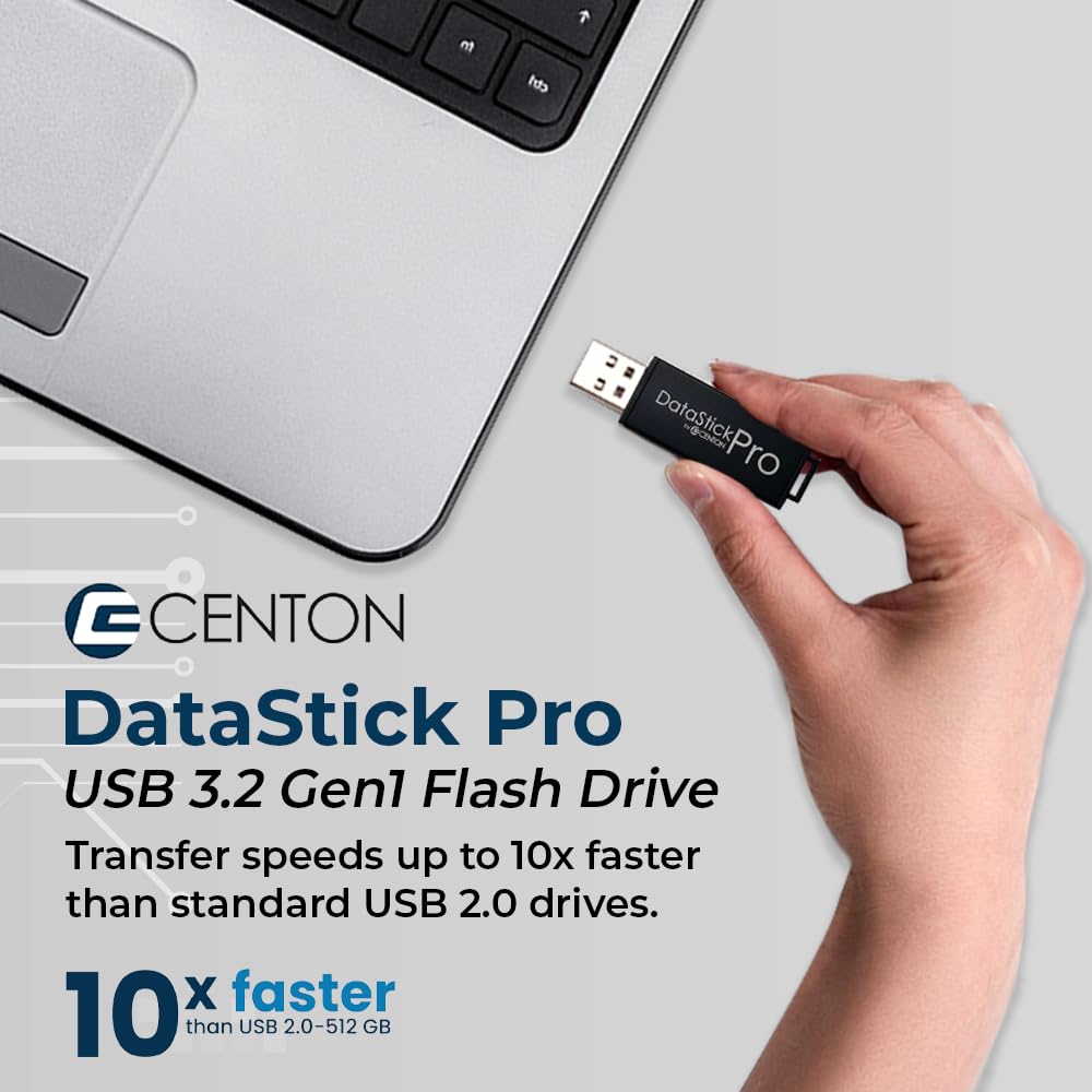 128GB DataStick Pro by Centon, USB 3.2 Gen1 Flash Drive Memory Stick for Storage and Backup