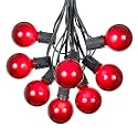 25 Foot G50 Outdoor Patio String Lights with 25 Red Globe Bulbs - Indoor Outdoor String Lights - Market Bistro Café Hanging String Lights - C9/E17
