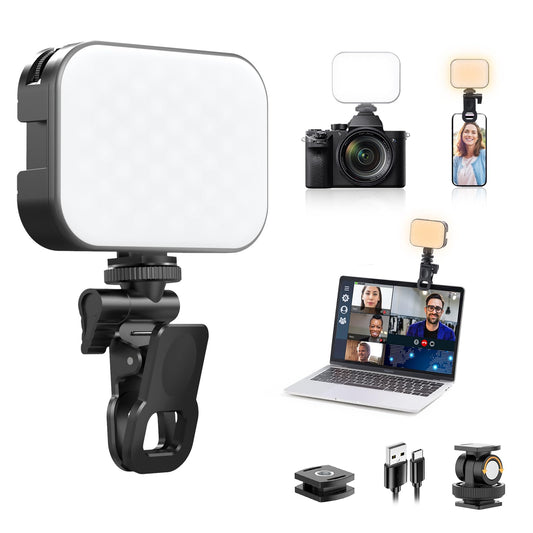 Ulanzi VL100X Selfie Light, Clip LED Light Panel for Phone/Laptop/Tablet/Computer, Bi-Color Portable Clip Camera Light with Dimmable 2500-6500K