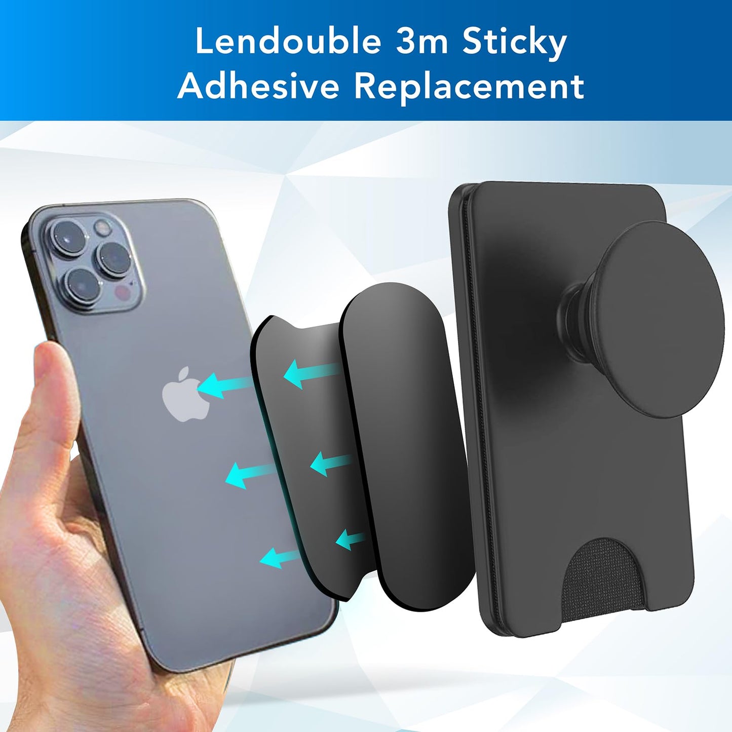 8Pcs Sticky Adhesive Replacement for Socket Wallet+ Back, 3M VHB Strong Sticker Pad for Popswallet Card Holder Base, Phone Wallet Plus Removable
