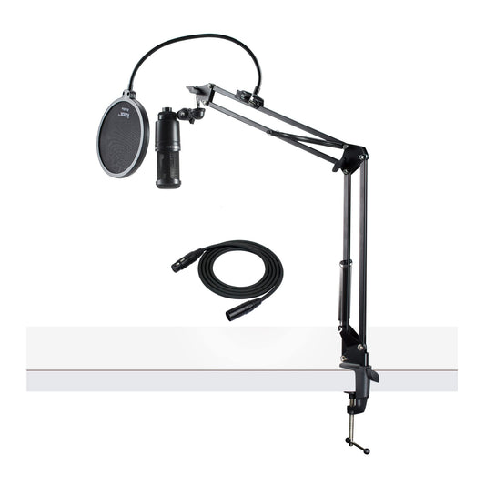 Audio-Technica AT2020 Condenser Studio Microphone with XLR Cable Knox Studio Stand and Pop Filter