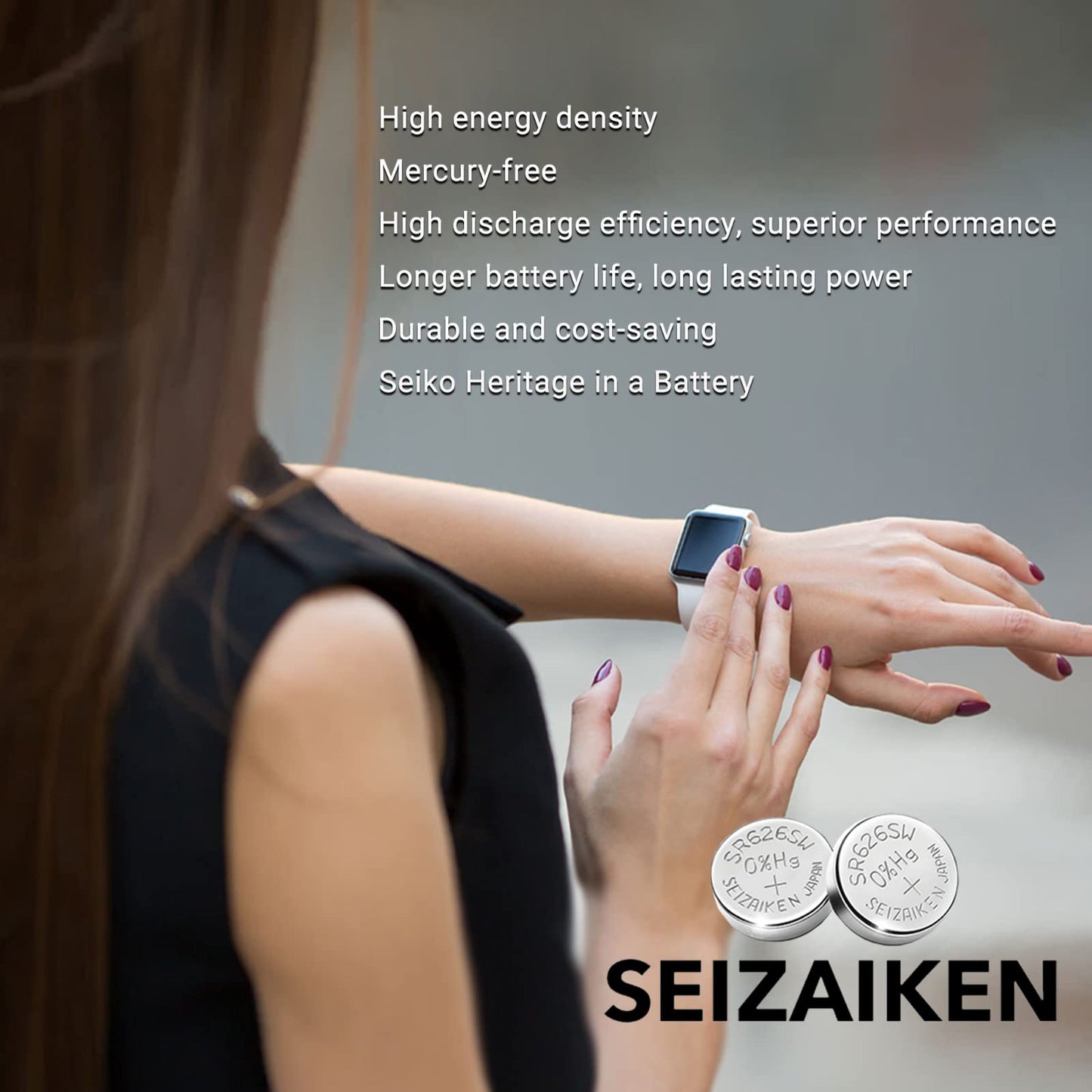 Seizaiken 377 SR626SW 1.55V 0% Hg Silver Oxide Watch Battery (2 Batteries) Made in Japan by Seiko