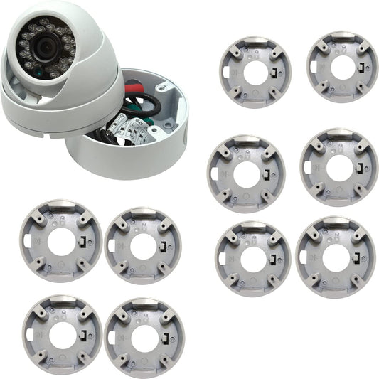 Kenuco White 3.75" Camera Base Junction Outlet Box for Fixed Lens Eyeball Turret Dome CCTV Security Cameras - 10 Pack