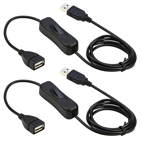 RIITOP USB Extension Cable With ON/OFF Switch - Male to Female Support (Data and Power) for Headset, LED Strips [3.3ft, 2-Pack]