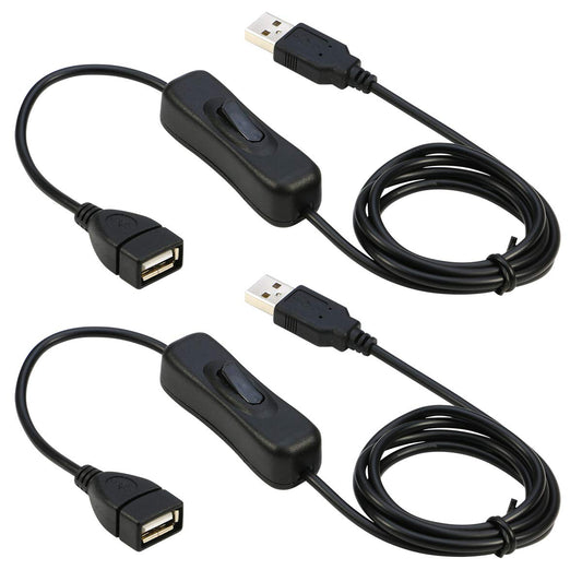 RIITOP USB Extension Cable With ON/OFF Switch - Male to Female Support (Data and Power) for Headset, LED Strips [3.3ft, 2-Pack]