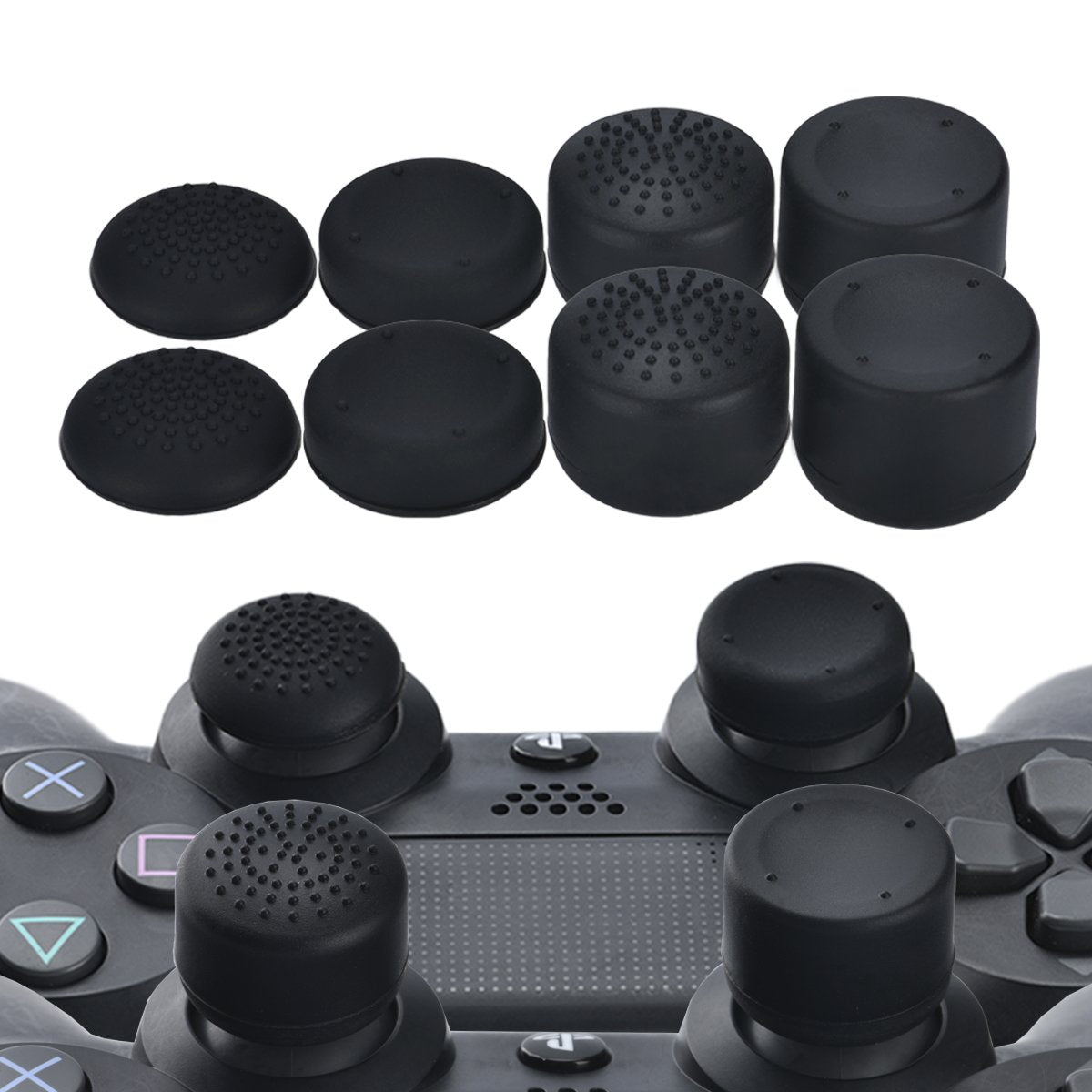 YoRHa Water Transfer Printing Skull Silicone Cover Skin Case for Sony PS4/slim/Pro Dualshock 4 Controller x 1(Blue) with Pro Thumb Grips x 8