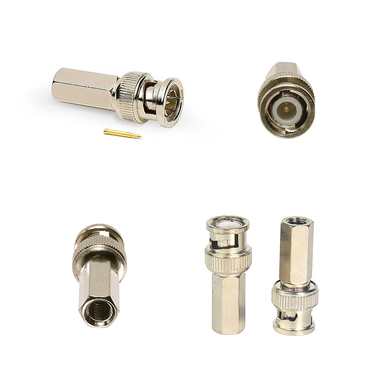 ENS BNC Male Twist-On Connector, Coax RG 59 Connector, Perfect for Professional CCTV Security Surveillance System, 50 PCs