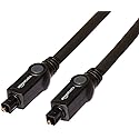 Amazon Basics Toslink Digital Optical Audio Fiber Optic Cable, CL3 Rated, Multi-Channel, for Sound Bar, Audio System, Home Theatre, Gold-Plated