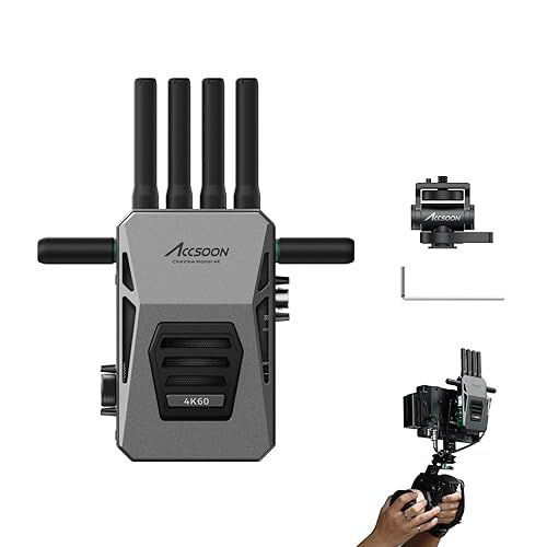 ACCSOON CineView Master 4k Wireless Video Transmission Receiver 2.4+5Ghz+6GHz Tri-Band Transmission 604k Resolution 25 ms Latency 8202ft Range 1 Wired