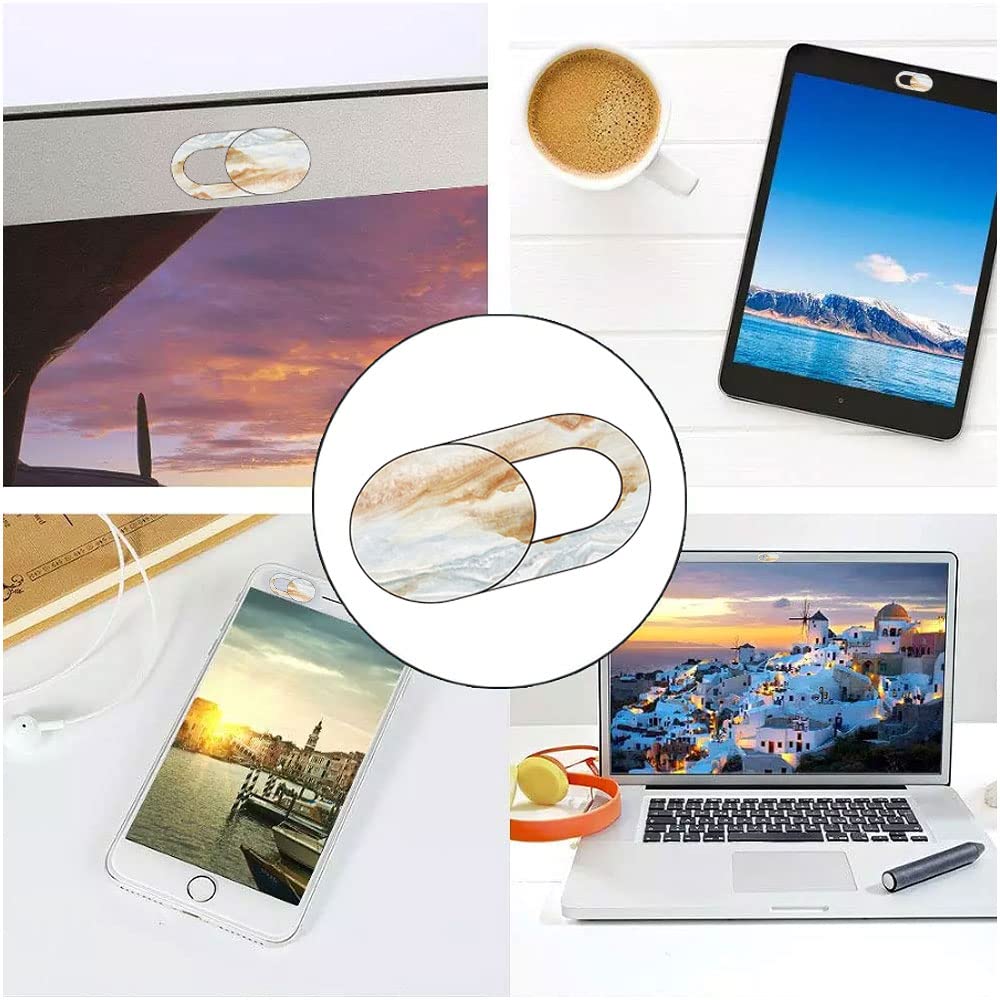 Marble Laptop Camera Cover Slide Cute 8 Pack, Webcam Cover Slide Phone Camera Cover, FadyRaye Ultra-Thin Computer Camera Cover Slide Blocker Fits Cell