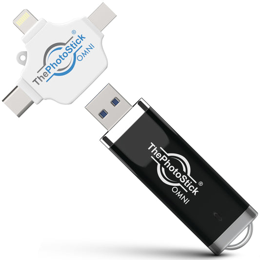ThePhotoStick® Omni 128GB USB Flash Drive & Memory Stick - Automatic Photo & Video Backup for iPhone, Android, Mac & PC - Multiport Connection