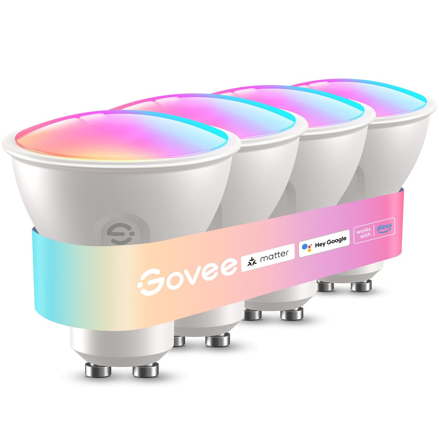 Govee GU10 Smart Bulb, MR16 LED Bulbs, 400LM, 4 Pack, GU10 Base
