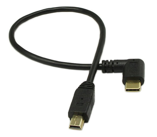 zdyCGTime 10 Inchs Gold Plated USB 2.0 Mini Male to USB Type C Male Right Angle Sync and Charge Converter Adapter Cable Cord