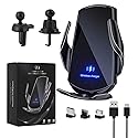 LFNOWN Wireless Car Charger Car Phone Holder Mount Wireless Charging 15W Fast Charging Auto Clamping Car Charger Phone Mount Holder fit for All