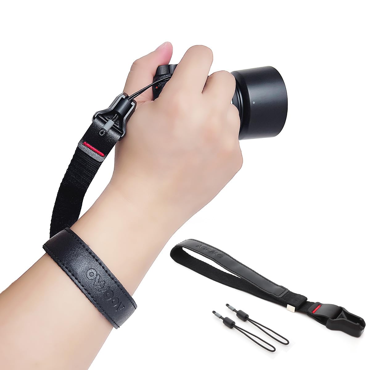 FEFUE Magnetic Buckle Hand Strap [Phone Wrist Strap] Designed for Camera Strap and Phone Strap (Black)