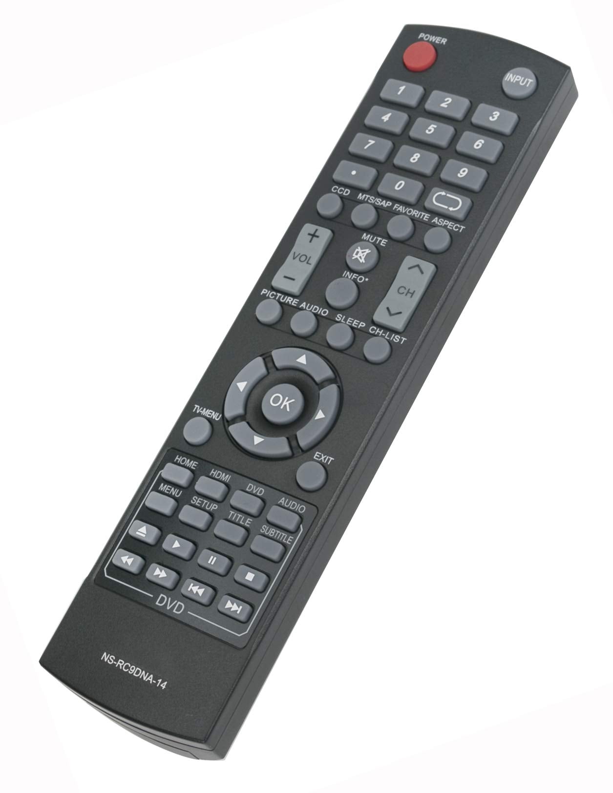 NS-RC9DNA-14 Replace Remote fit for Insignia LED TV DVD Combo NS-28DD310NA15 NS-32DD310NA15 NS-32DD220NA16 NS-32DD200NA14 NS-28DD220NA16