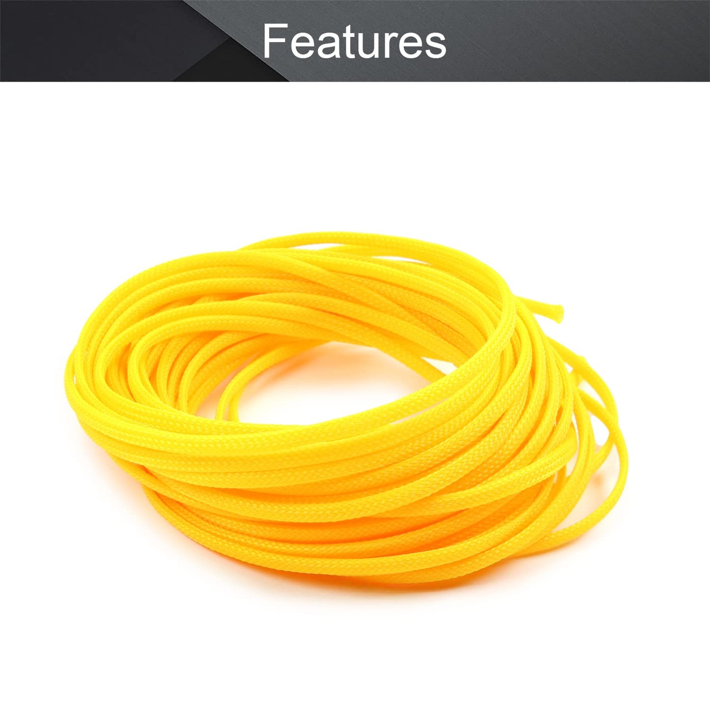 Othmro Length 10m/32.8ft Width 4mm PET Expandable Braid Cable Sleeving Flexible Wire Mesh Sleeve Yellow