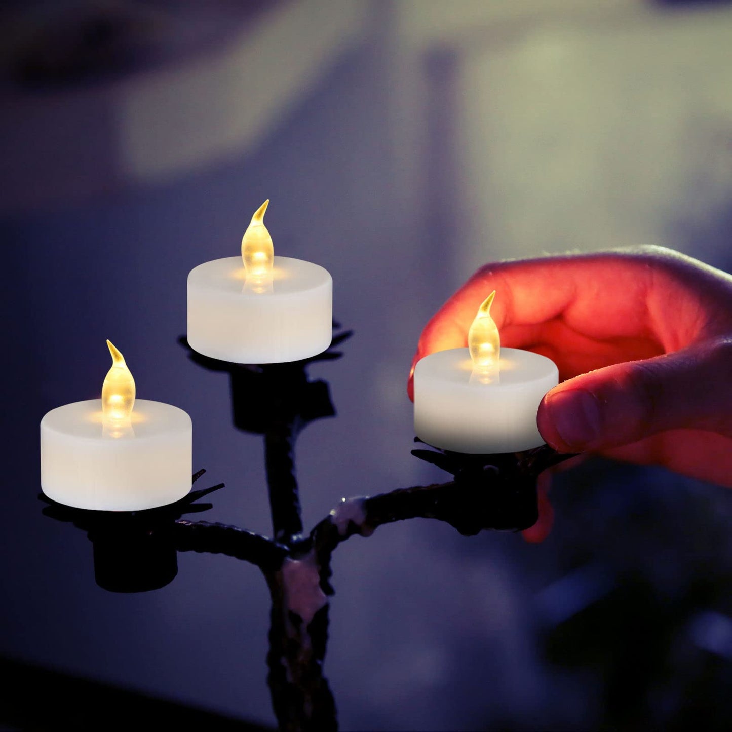 redfruit 24 Pack Flameless Tealight Candle: Battery - Powered Tea Light Candles,Bright Flickering Holiday Gift Electric Tealights Candles,for Seasonal
