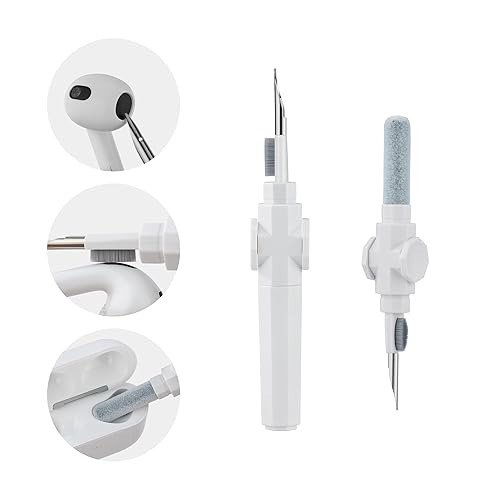 360° Rotating Cleaner Kit for Airpods Pro 1 2 3 Multi-Function Cleaning Pen with Soft Brush Flocking Sponge for Bluetooth Earphones Case Cleaning