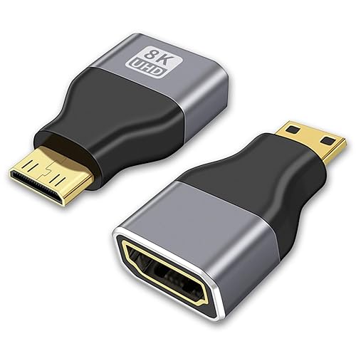 Cyberguys Mini HDMI to HDMI Adapter Cable 2Pack, 8K@60Hz UHD Video, High-Speed Mini-HDMI Male to Female Converter for Camera Camcorder DSLR Raspberry