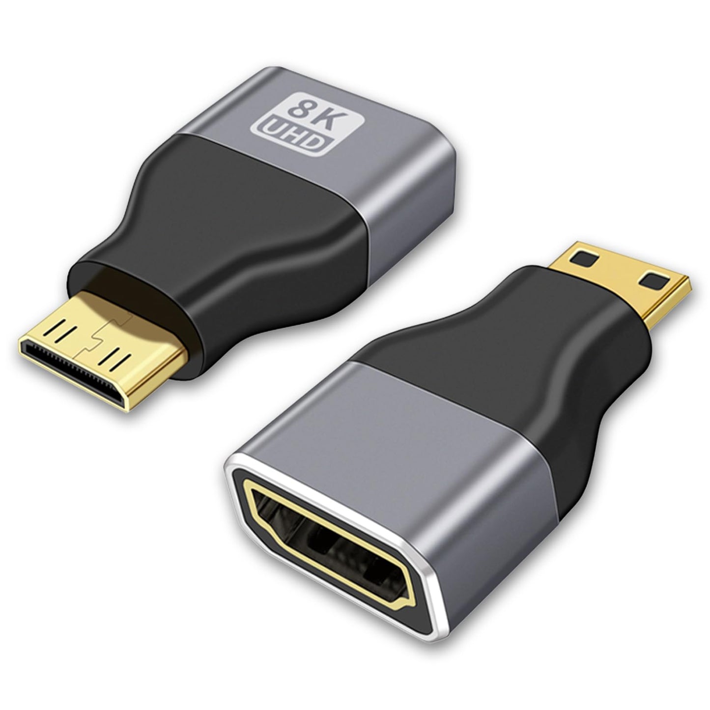 Cyberguys Mini HDMI to HDMI Adapter Cable 2Pack, 8K@60Hz UHD Video, High-Speed Mini-HDMI Male to Female Converter for Camera Camcorder DSLR Raspberry