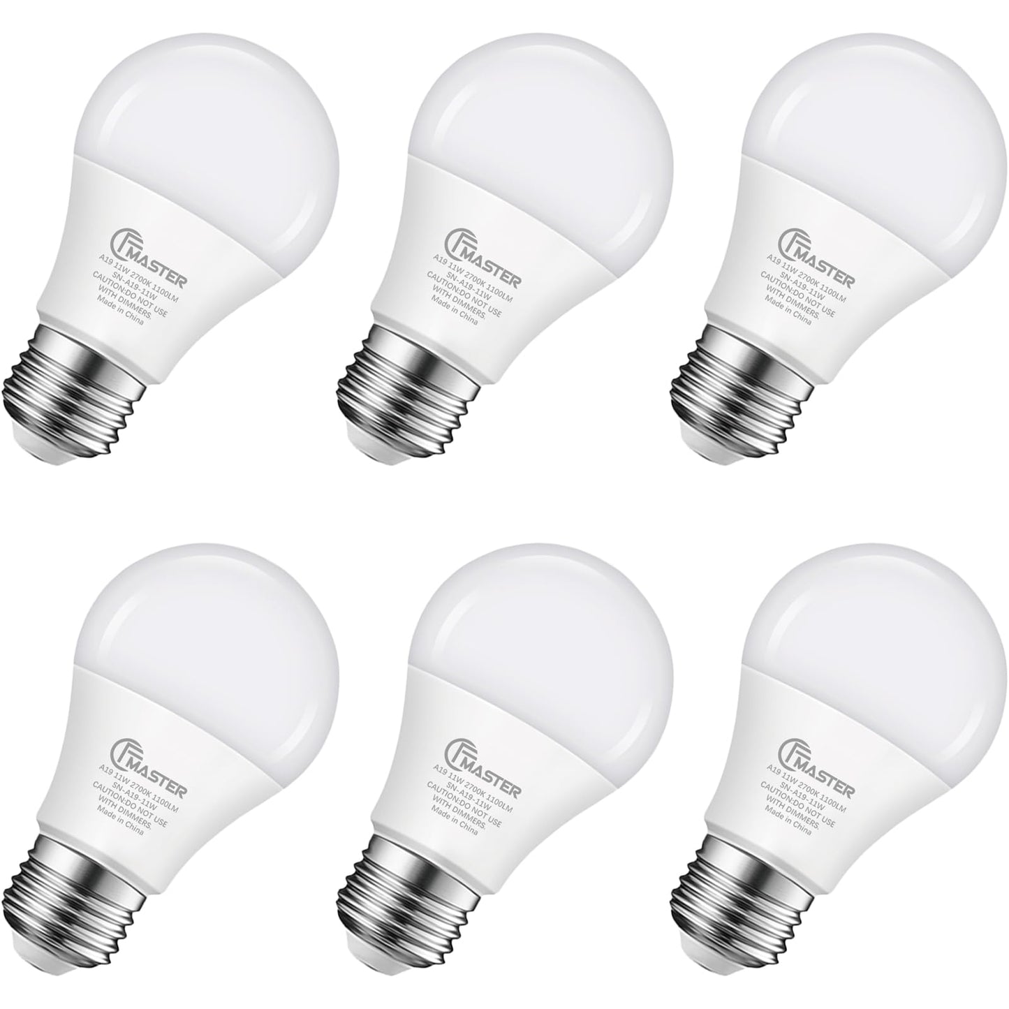 JIANGSILING A19 LED Light Bulb, 75W Equivalent LED Bulb, 11W 2700K Warm White, 1100 Lumens, Non-Dimmable Light Bulbs, CRI 85+, No Flicker E26 Base