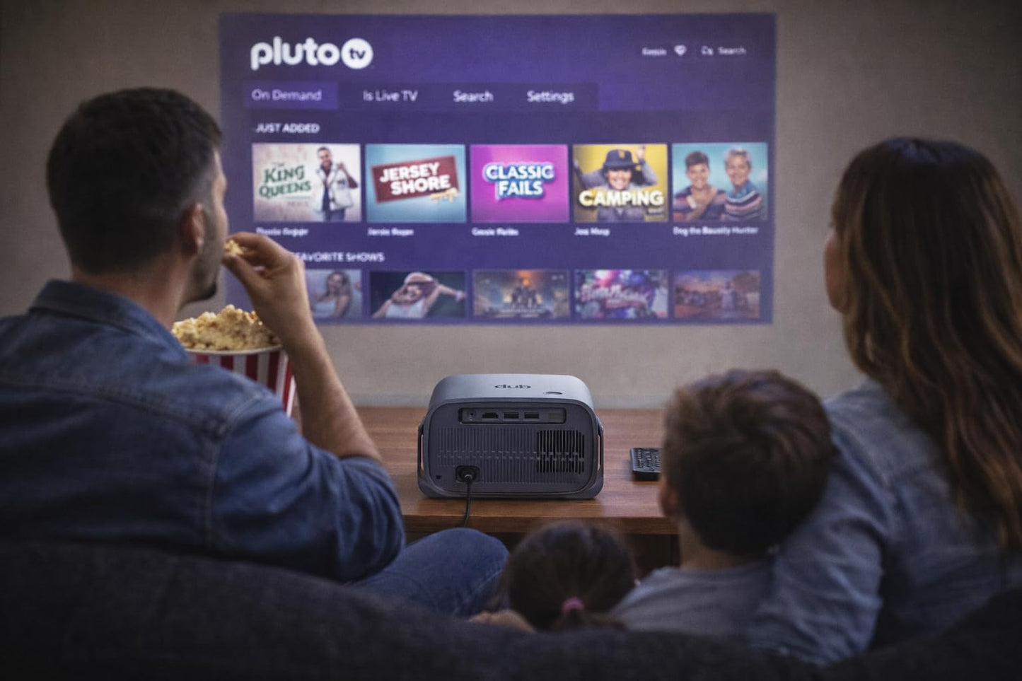 DUB Projector with Free TV App | Android 14 | FullHD | Built-in Speaker | WiFi & Bluetooth | Auto Focus | 2GB RAM | HDMI & USB | Remote + Case + Dust