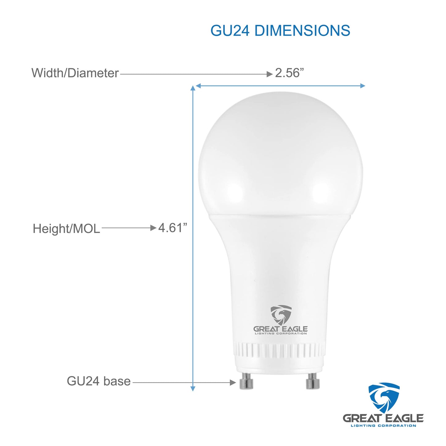 Great Eagle GU24 LED Light Bulb, 9W (60W Equivalent), 800 Lumens, A19 Shape, 2 Prong Twist Lock Base, Non-Dimmable Soft Warm White 2700K, UL Listed