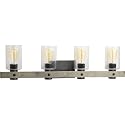 Progress Lighting Gulliver Collection 4-Light Clear Seeded Glass Coastal Bath Vanity Light Graphite
