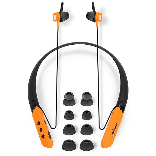MANHATTAN Bluetooth Wireless Neckband Headphones - Work Earbud Earphones with 15H Playtime, Noise-Isolating, IPX4 Water Resistant, Built-in Mic…