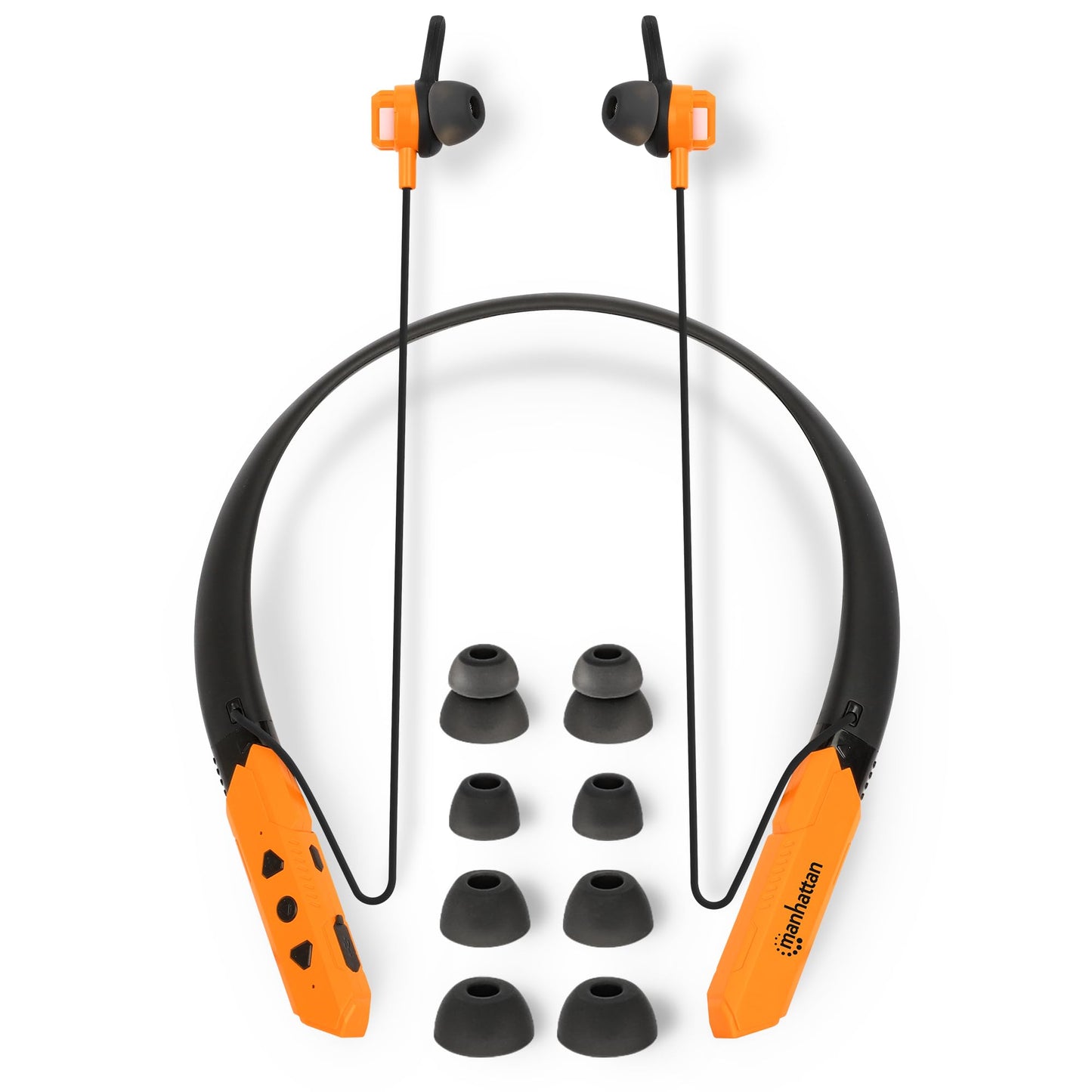 MANHATTAN Bluetooth Wireless Neckband Headphones - Work Earbud Earphones with 15H Playtime, Noise-Isolating, IPX4 Water Resistant, Built-in Mic…
