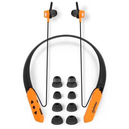 MANHATTAN Bluetooth Wireless Neckband Headphones - Work Earbud Earphones with 15H Playtime, Noise-Isolating, IPX4 Water Resistant, Built-in Mic…