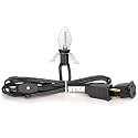 Upgraded Lighting System, 7.2Ft Black Accessory Cord with 1LED C7 Spare Fuse Bulb, Blow Mold Lights Cord with Female Plug&On/Off Switch, for Halloween