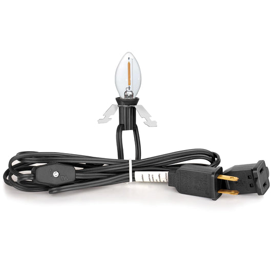 Upgraded Lighting System, 7.2Ft Black Accessory Cord with 1LED C7 Spare Fuse Bulb, Blow Mold Lights Cord with Female Plug&On/Off Switch, for Halloween