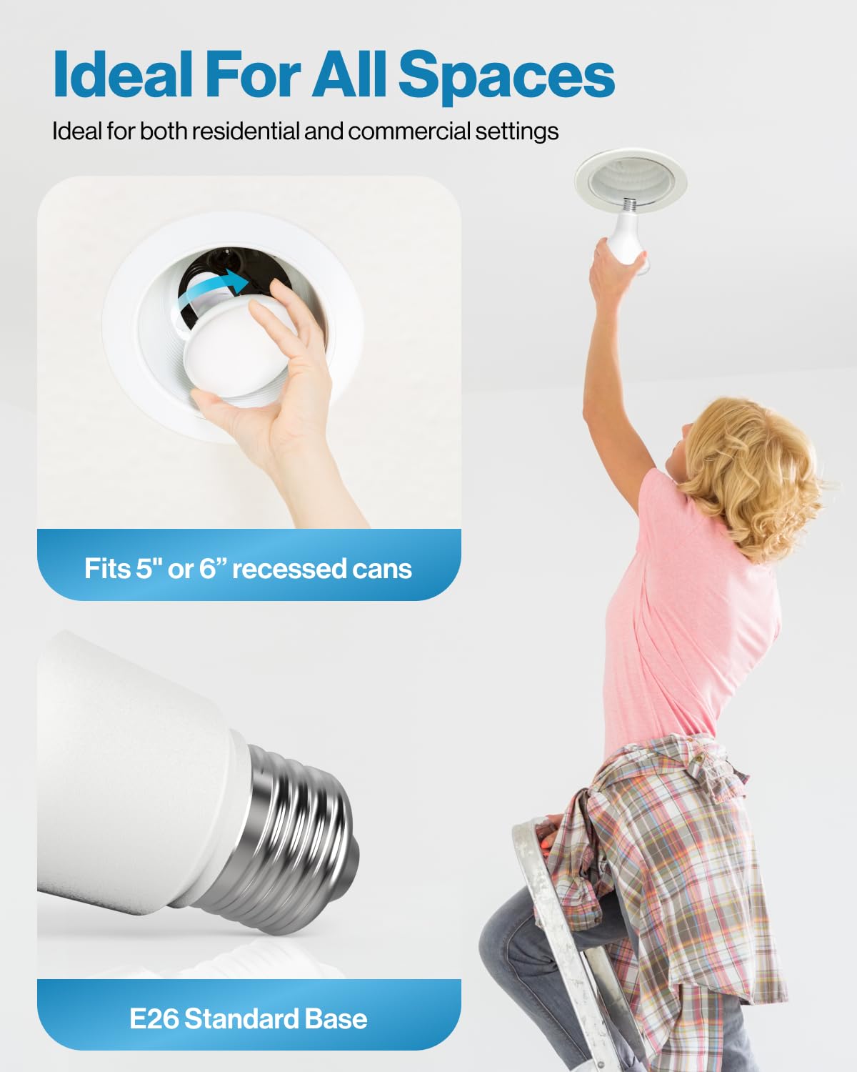 Sunco 24 Pack BR30 LED Bulb Flood Light, E26, 11W=65W, 2700K Soft White