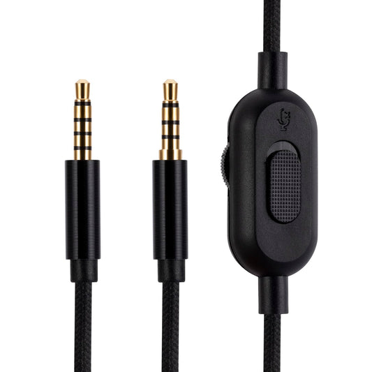 UNCLE LIGHT 2M Black Gaming Headset Replacement Cable, Compatible with Logitech A10 A10 Gen 2 A30 A40 A40 tr, 3.5mm Audio Line, Inline Mute Cord