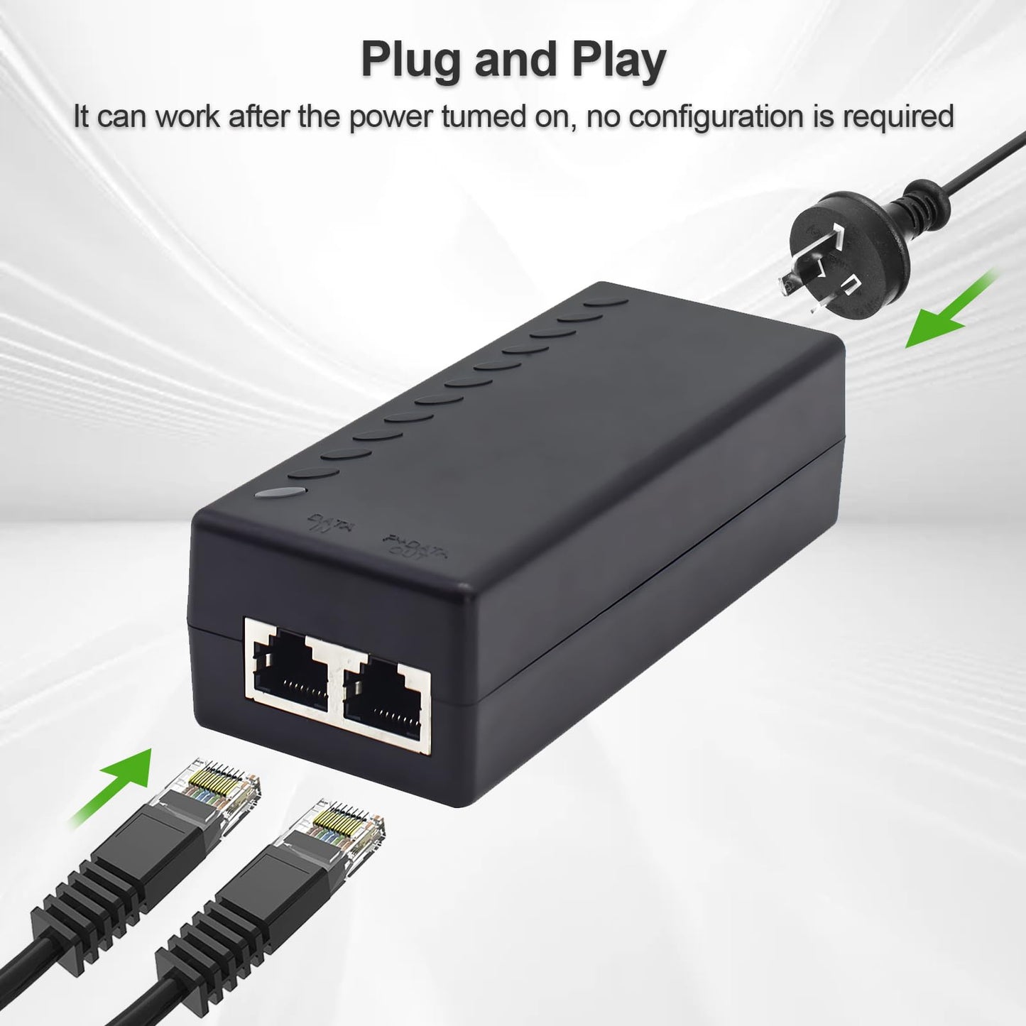 ULTRAPOE Gigabit PoE+ Injector for Ethernet, 30W 48V with 10/100/1000Mbps & IEEE 802.3af/at Compliance. Extend Network Up to 100M (328 ft) Plug