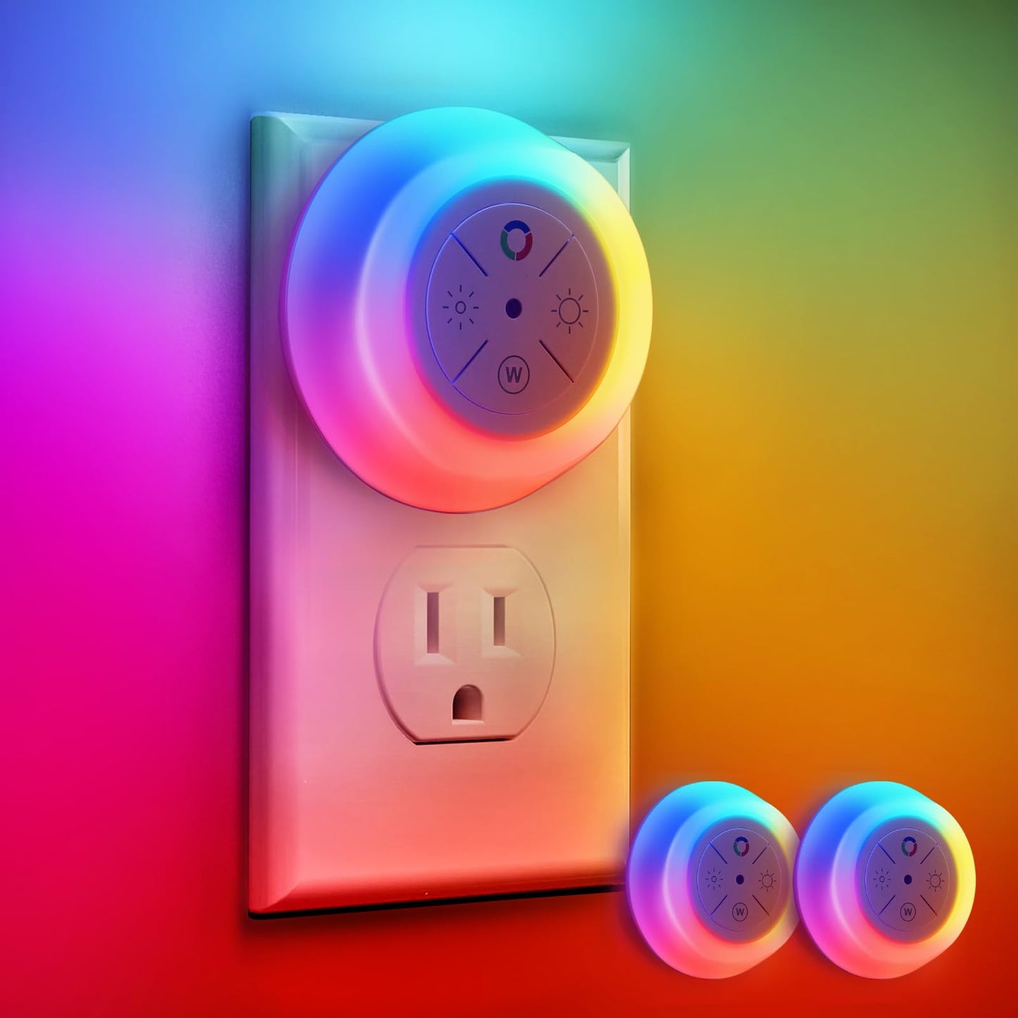 Dawnrise Night Lights Plug Into Wall, Dusk to Dawn Sensor, 2 Pack,12-Color Changing Led Plug in Night Light Dimmable for Bedroom, Stairs, Kitchen