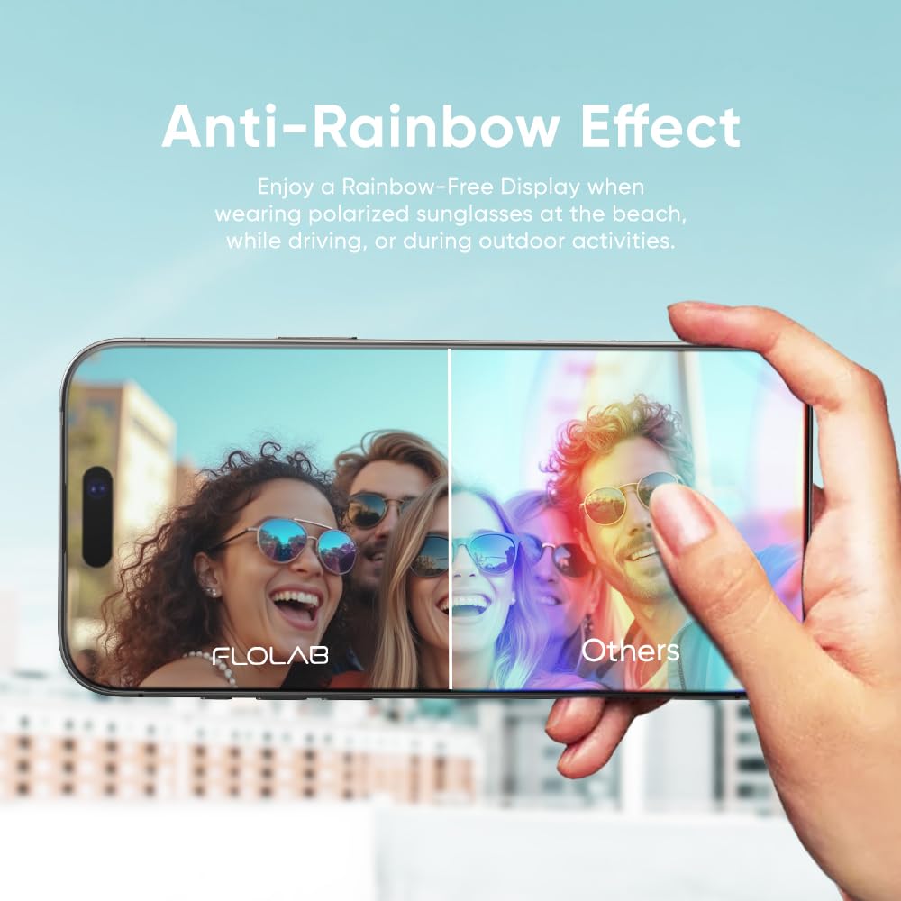 FLOLAB NanoArmour ONETIME PRO for iPhone 17 Pro Max Screen Protector, Anti-Reflective,PolarSpectra Anti-Rainbow, Tempered Glass, Ultra Clear, Infinity