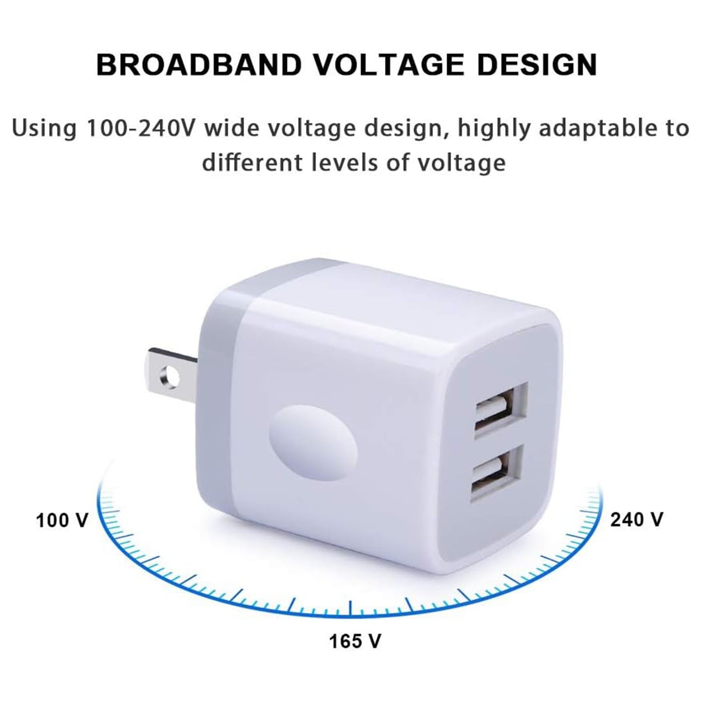 FiveBox Charger Block, USB Wall Charger, 3Pack Dual Port 2.1Amp Fast Charger Brick Base Adapter Charging Cube Plug Box for iPhone 16e 16 Pro Max 15 14