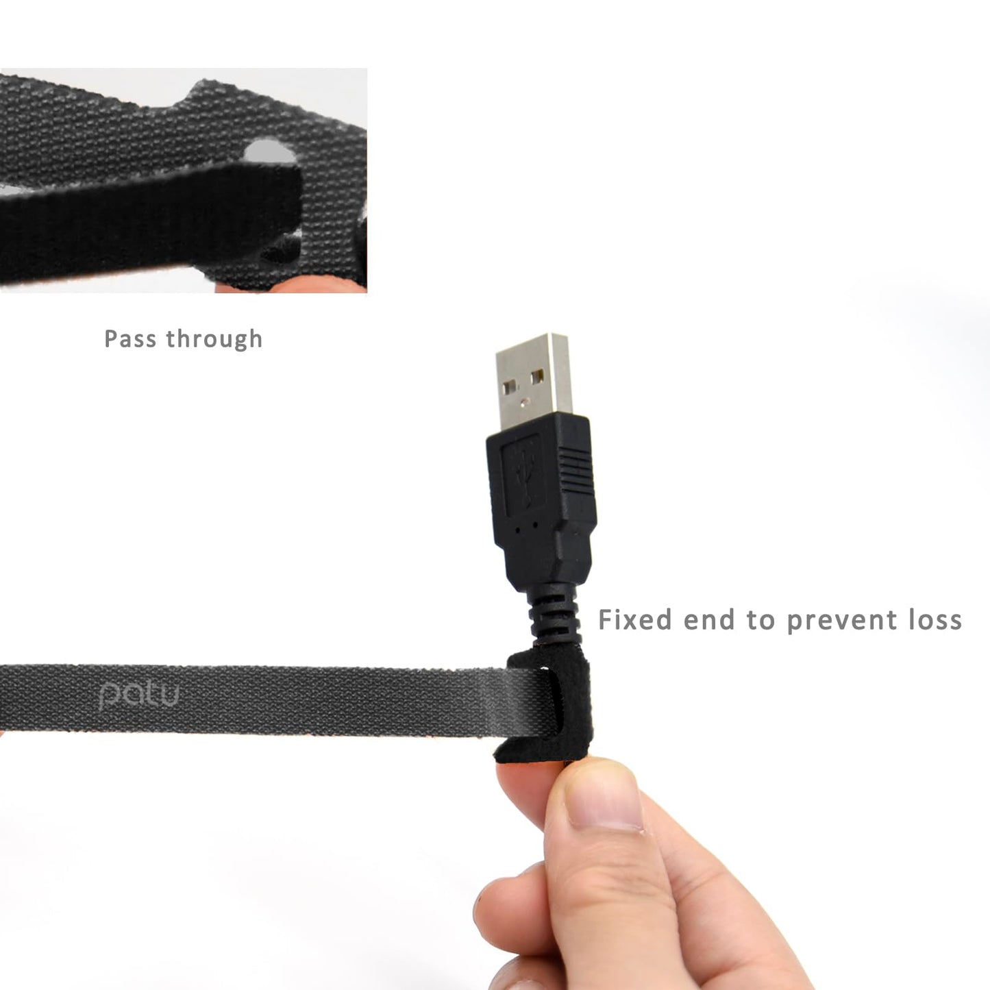 Patu Reusable Fastening Cable Ties - 30 Pcs 3 Inch Microfiber Cloth Hook and Loop Cord Management Wire Organizer Straps, Black