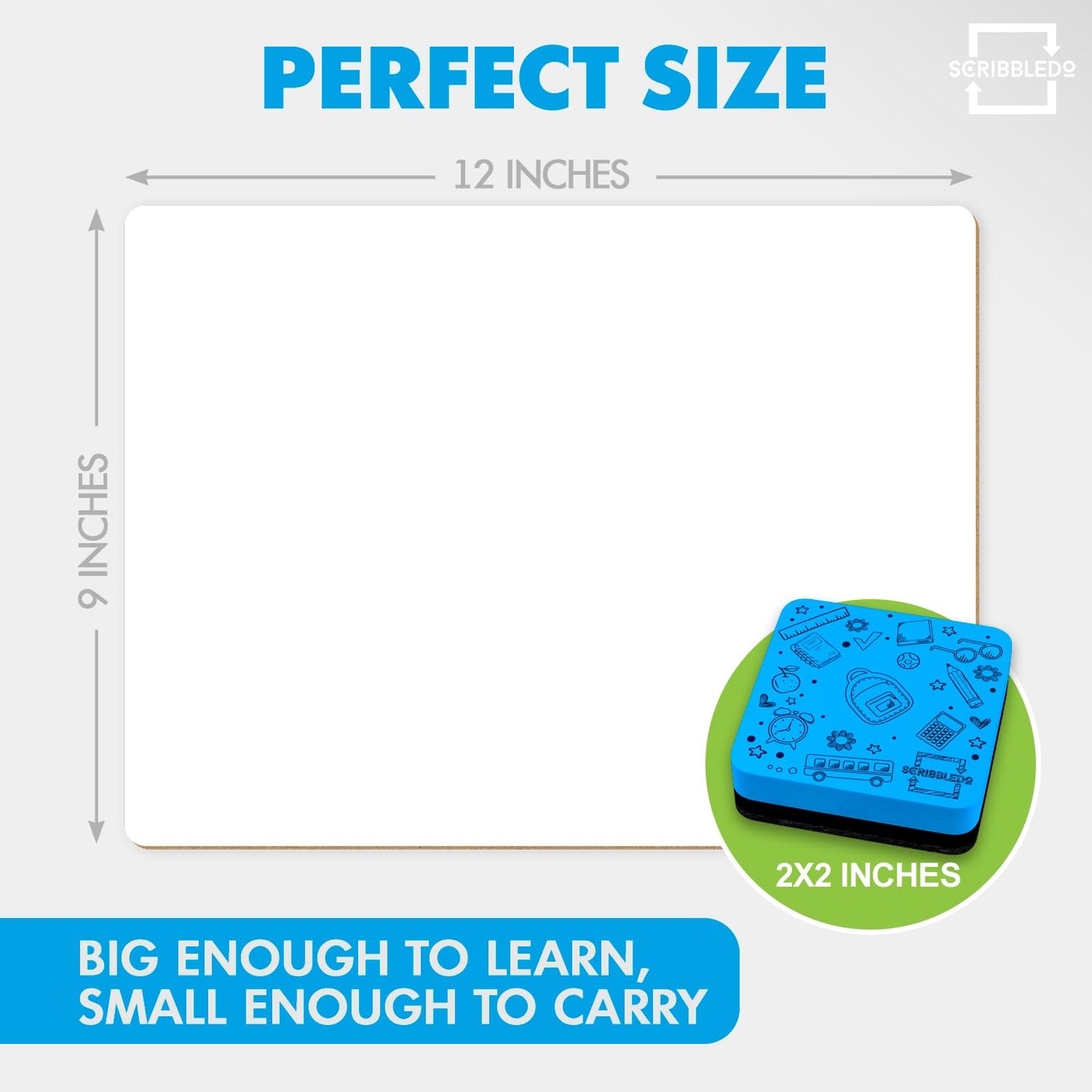 Scribbledo Small Dry Erase Whiteboards for Students, 6 Pack 9 x 12
